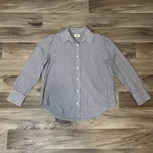 Tuckernuck Washed Blue Pointelle Stripe Nadine Boyfriend Button Down Size XS